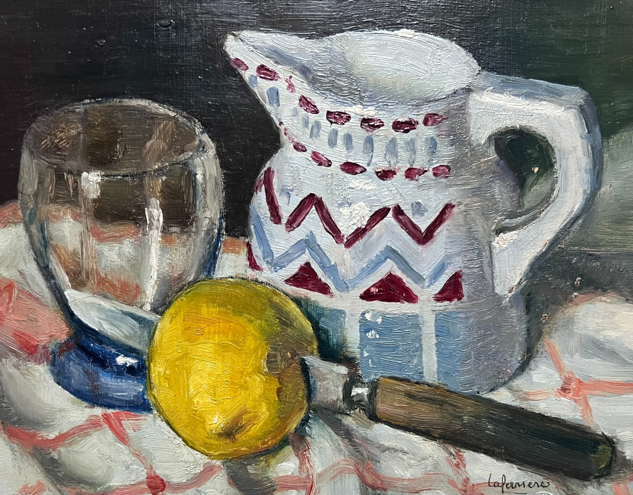 Painting by Joseph LAFERRIERE (1867-1954) Lemon Still Life image 1
