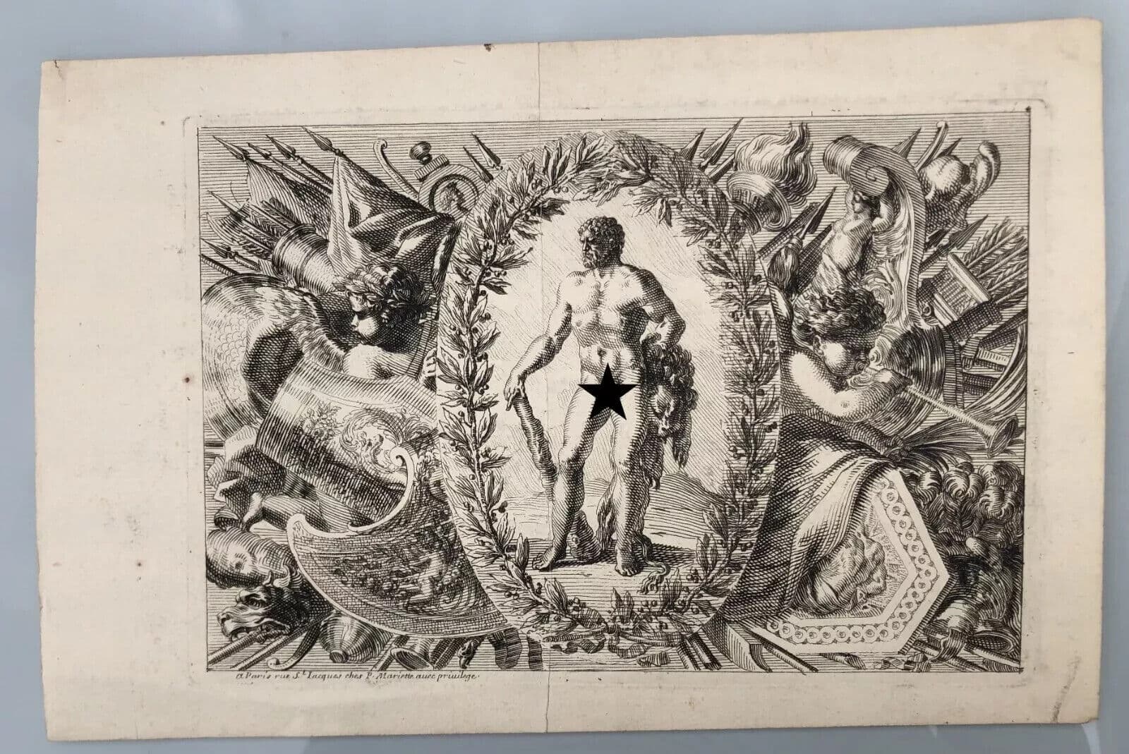 Antique Pierre Jean MARIETTE (1694-1774) Ornament, Nude, Architecture Etching image 8