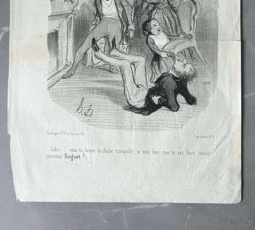 Antique Print 19th century Daumier, Moeurs Conjugales, People image 4