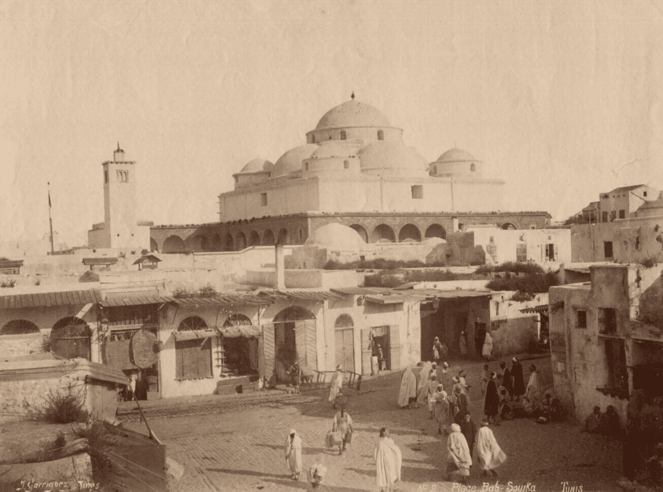 Vintage Photographs Africa, Orientalism,  Tunis, Place Bab-Souika image 1