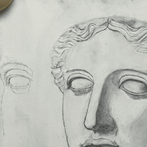 Antique Original Drawing Man, Portrait, Sculpture, Profil image 3