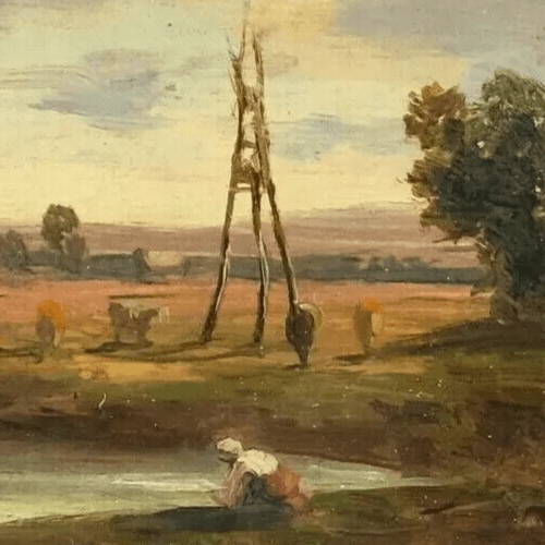 Miniature Oil Painting of a Landscape with a Figure image 3