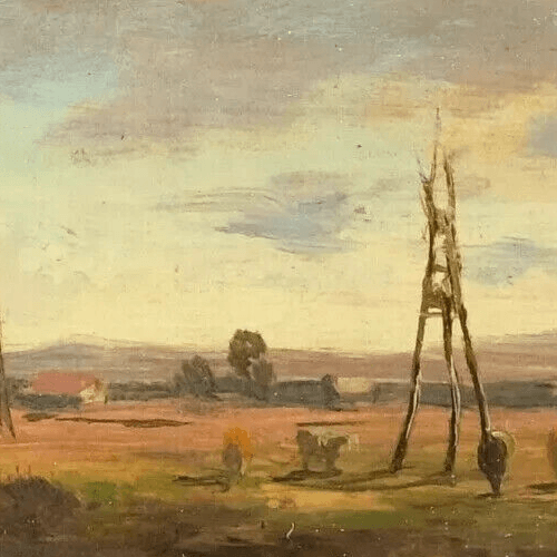 Miniature Oil Painting of a Landscape with a Figure image 5