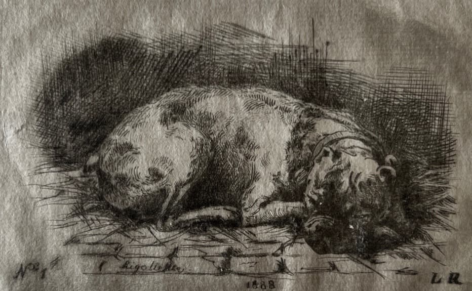 Leon Rochet-Verjon 1888, Dog Etching image 1