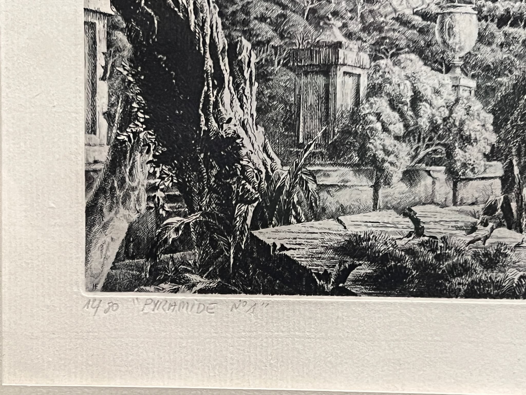 Drawing by François HOUTIN (1950) Pyramid Landscape image 2