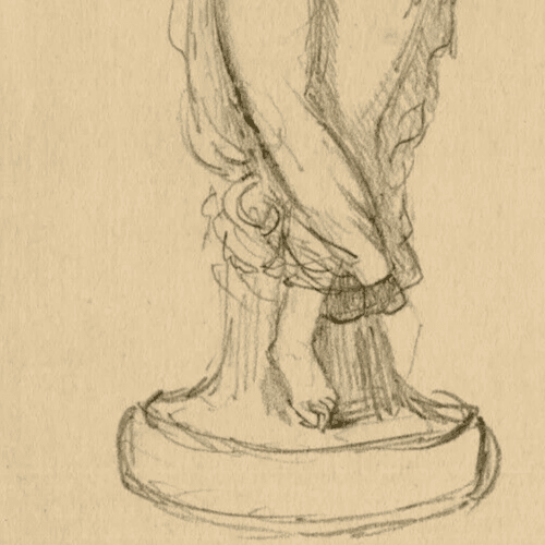 Antique Drawing Original Woman Statue Portrait image 4