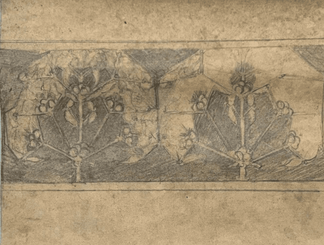 Antique Original Drawing Flowers, Floral, Still Life, Sketch image 2