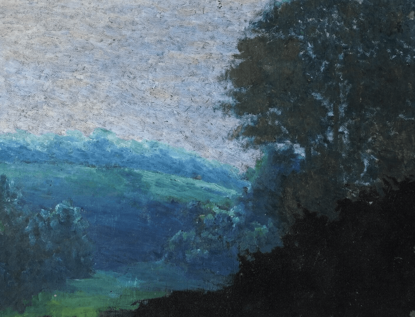 Vintage Oil Original Painting Landscape, Forest, Trees, Cathedral Rouen signed image 1