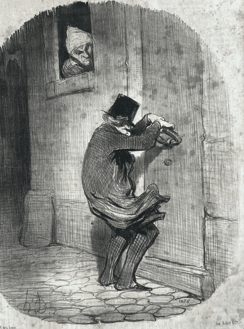 Antique Print 19th century Daumier, Locataires et Proprietaires, Passe Minuit