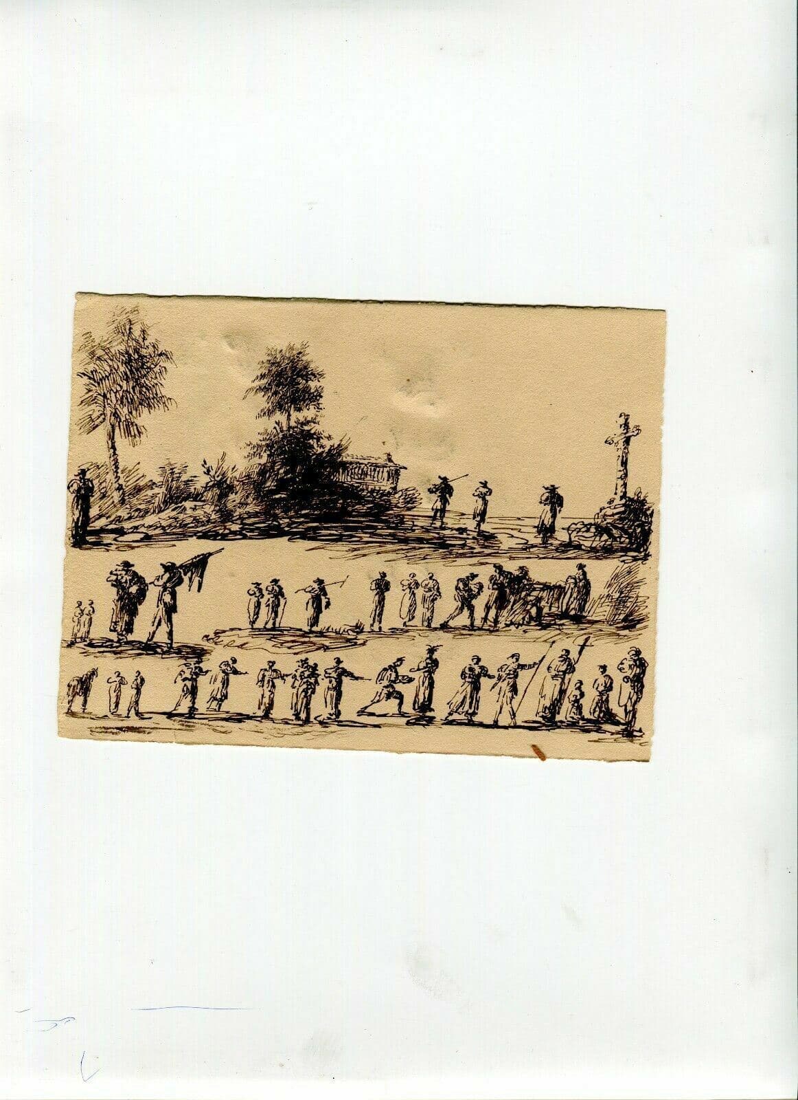 Antique Pencil Drawing Original 19th century Figures, Portraits, Men Artwork image 5