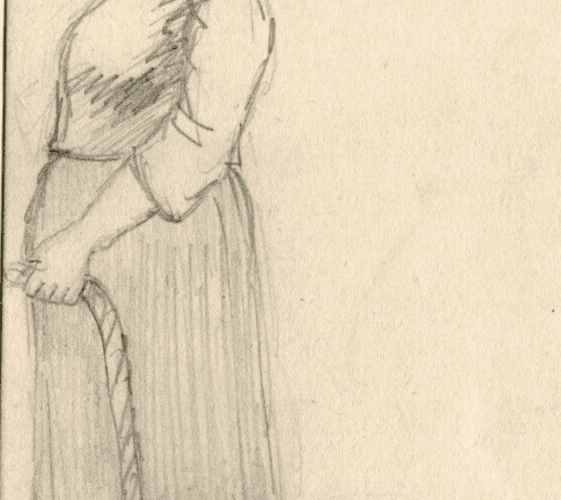 Antique Drawing Pencil Original Woman and Man Profil Portrait image 3