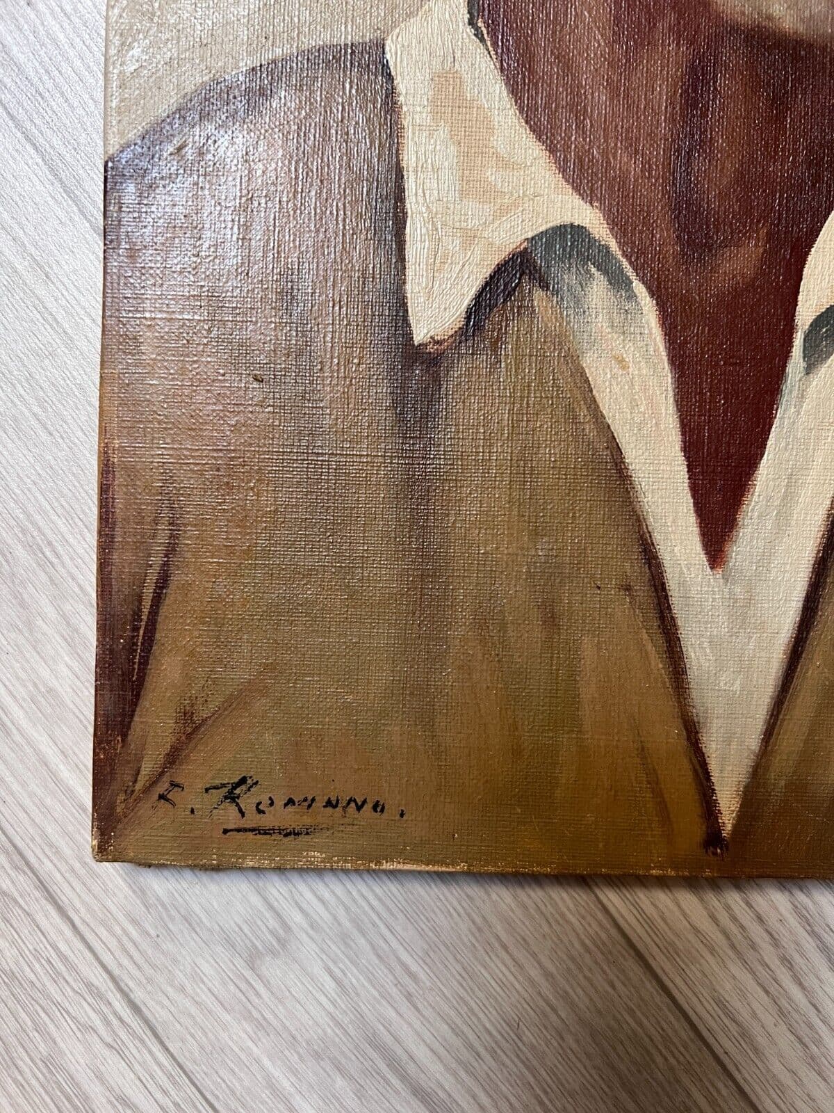 Antique Original Painting canvas signed Man Portrait with Pipe image 4