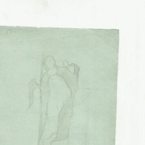 Antique Pencil Drawing 19th century of a Sainte, Religious Figure image 2