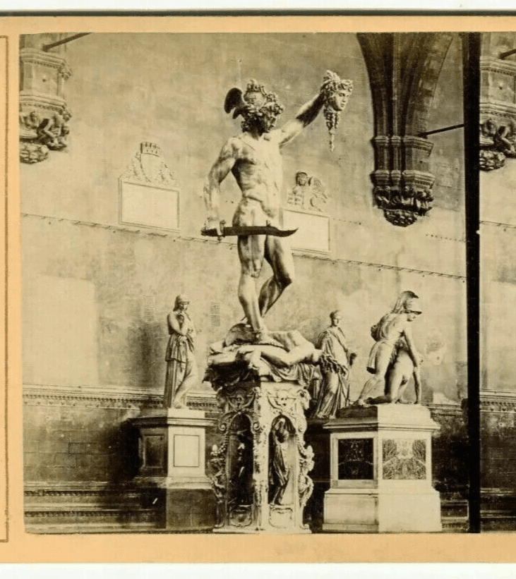 Vintage Stereoview Giacomo BROGI - Florence Il Perseo Del Cellini c. 1870 image 2
