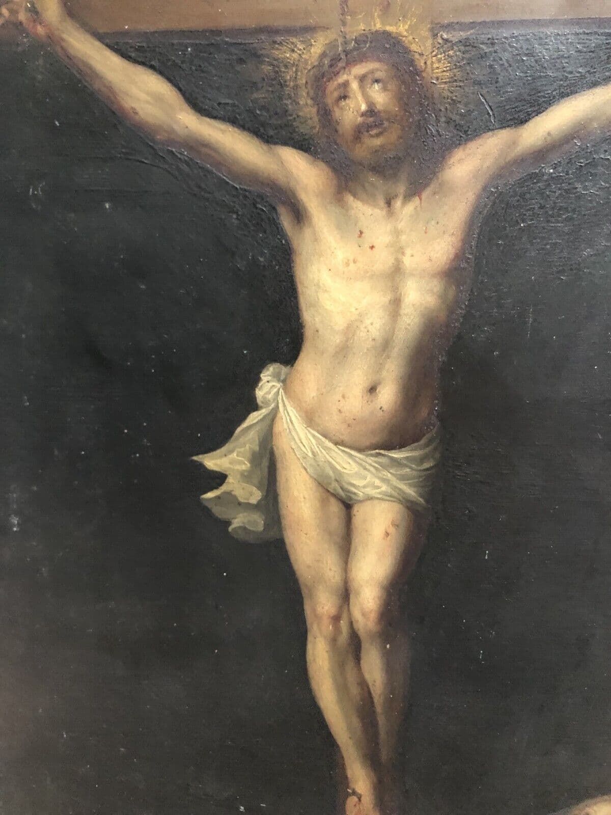 Antique Oil Painting Original 17th century The Christ & Mary Magdalene c. 1630 image 6