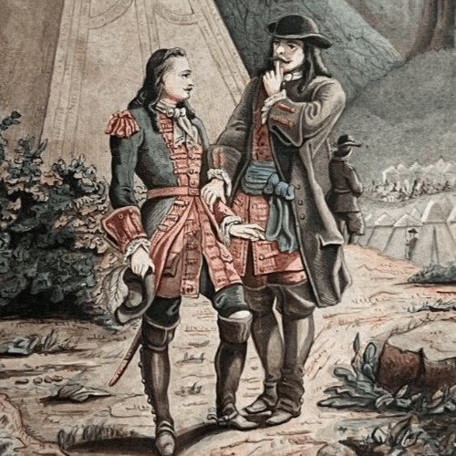 Antique Original Drawing People, Men, War, Military, Landscape image 1