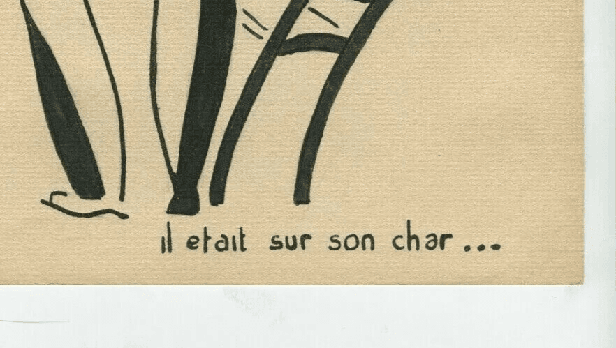 Vintage Ink Original Drawing Man Portrait, Chair, Genre Scene image 5