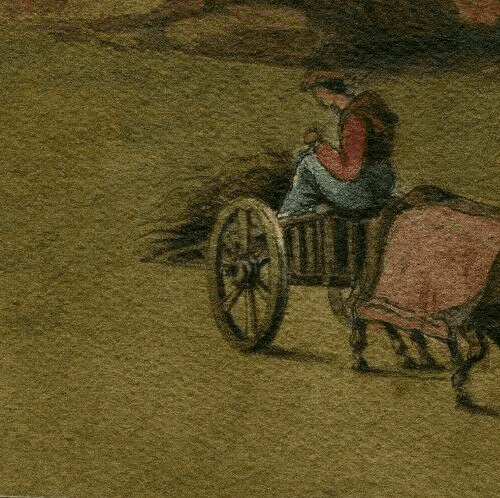 Antique Drawing 19th century Original Farmer with Beefs image 2