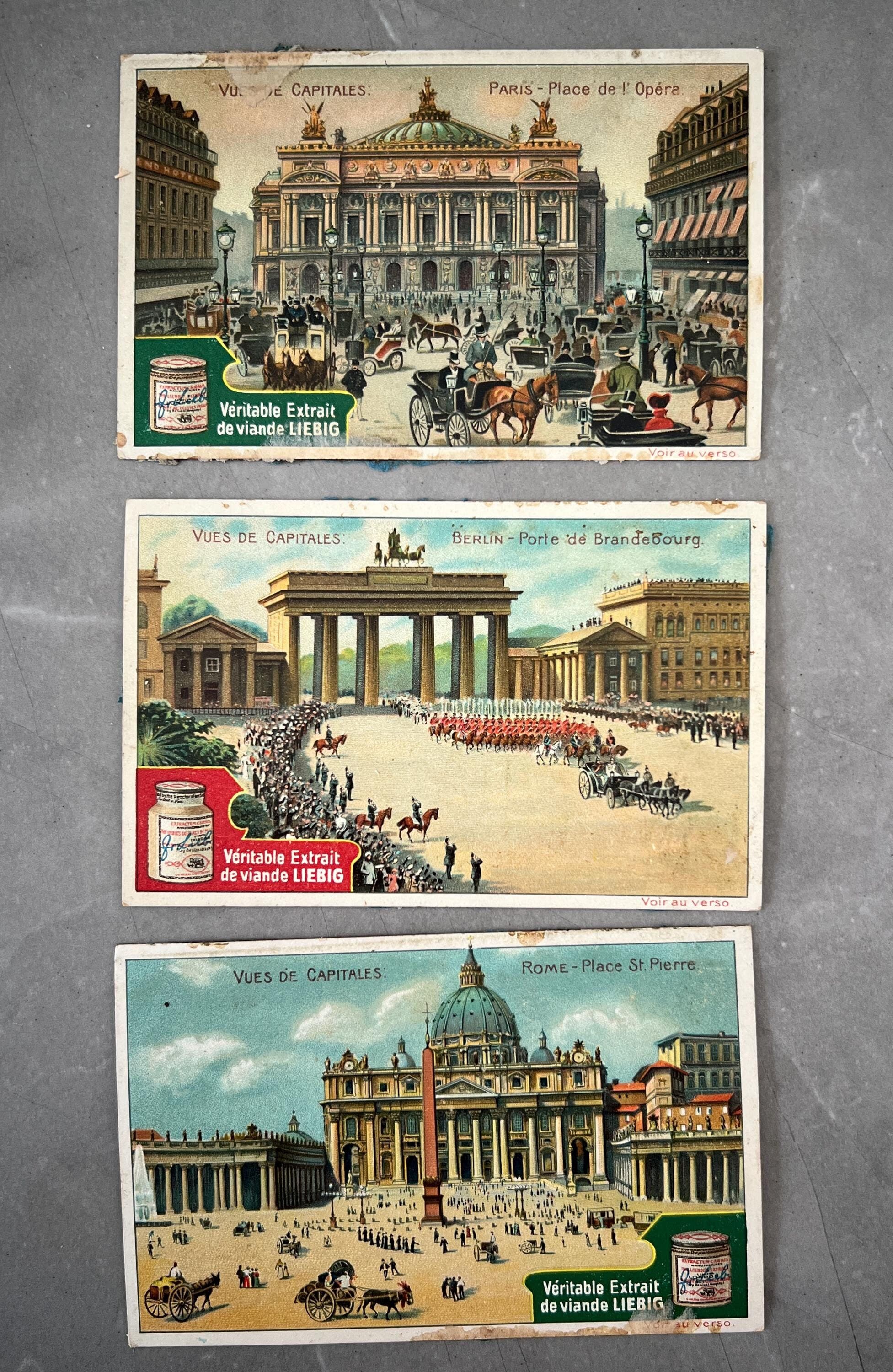 Set of 3 Antique Liebig Trade Cards - Views of European Capitals image 1