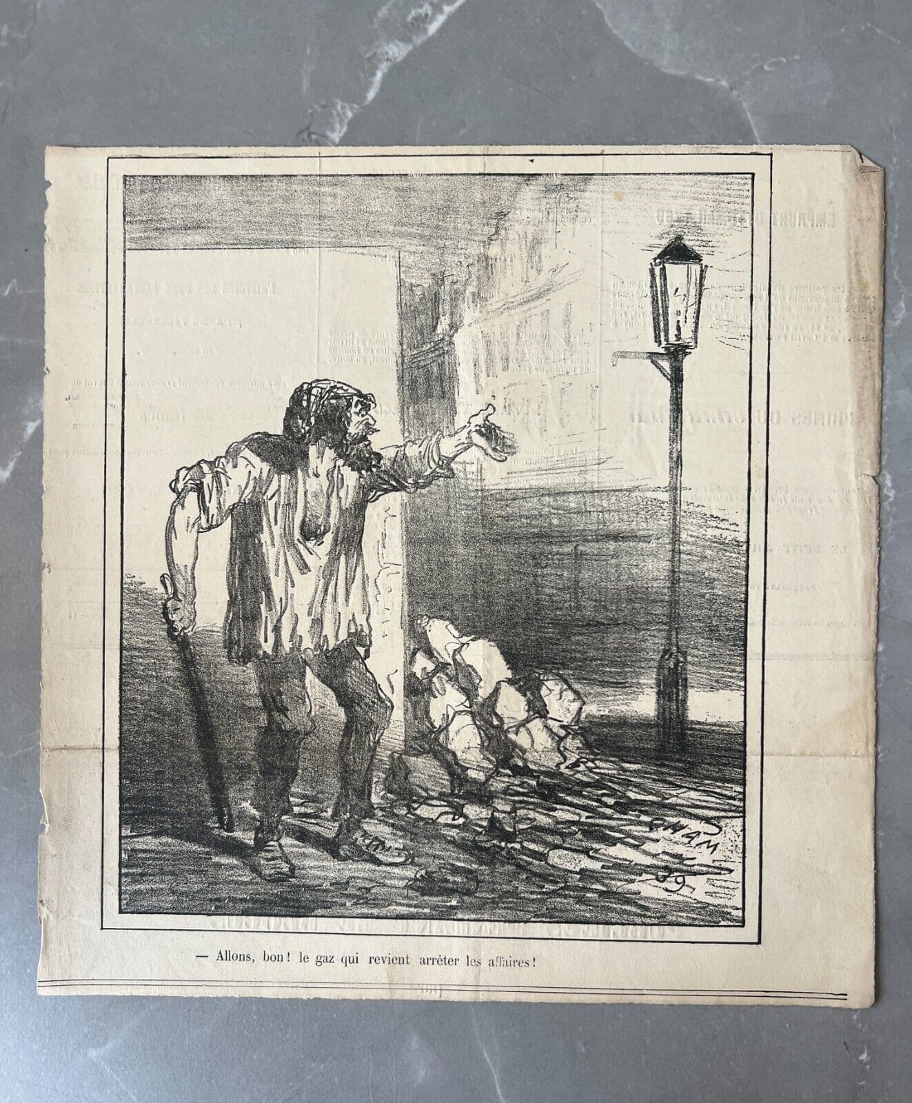 Antique Print 19th century Cham, Arretez les affaires, Apres le Siege 1839 image 3