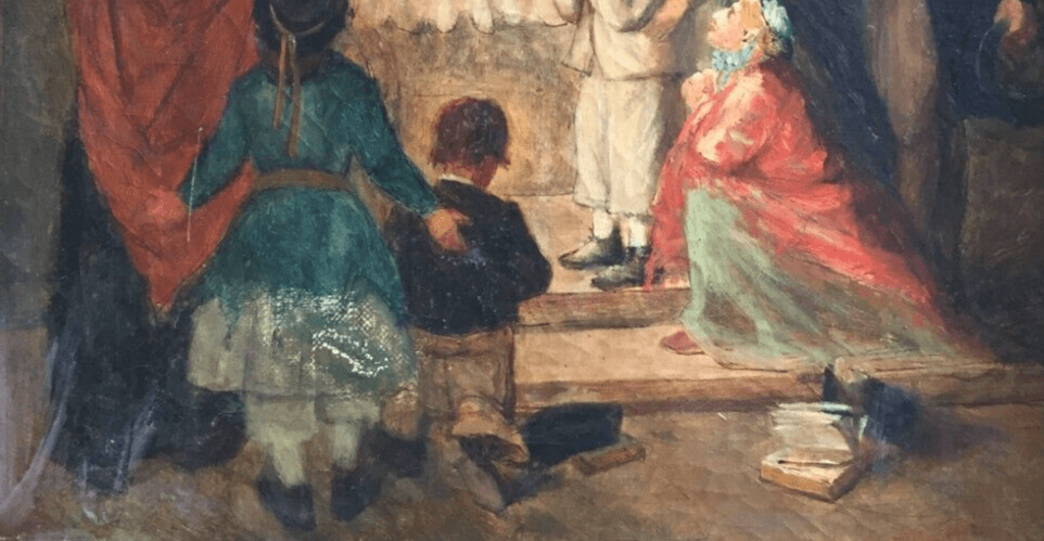 Antique Original Painting Painting Religious Scene, Church, Mary 19th century image 5
