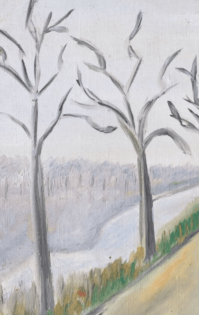Vintage Antique Original Oil Painting Landscape, Trees and Flowers image 4