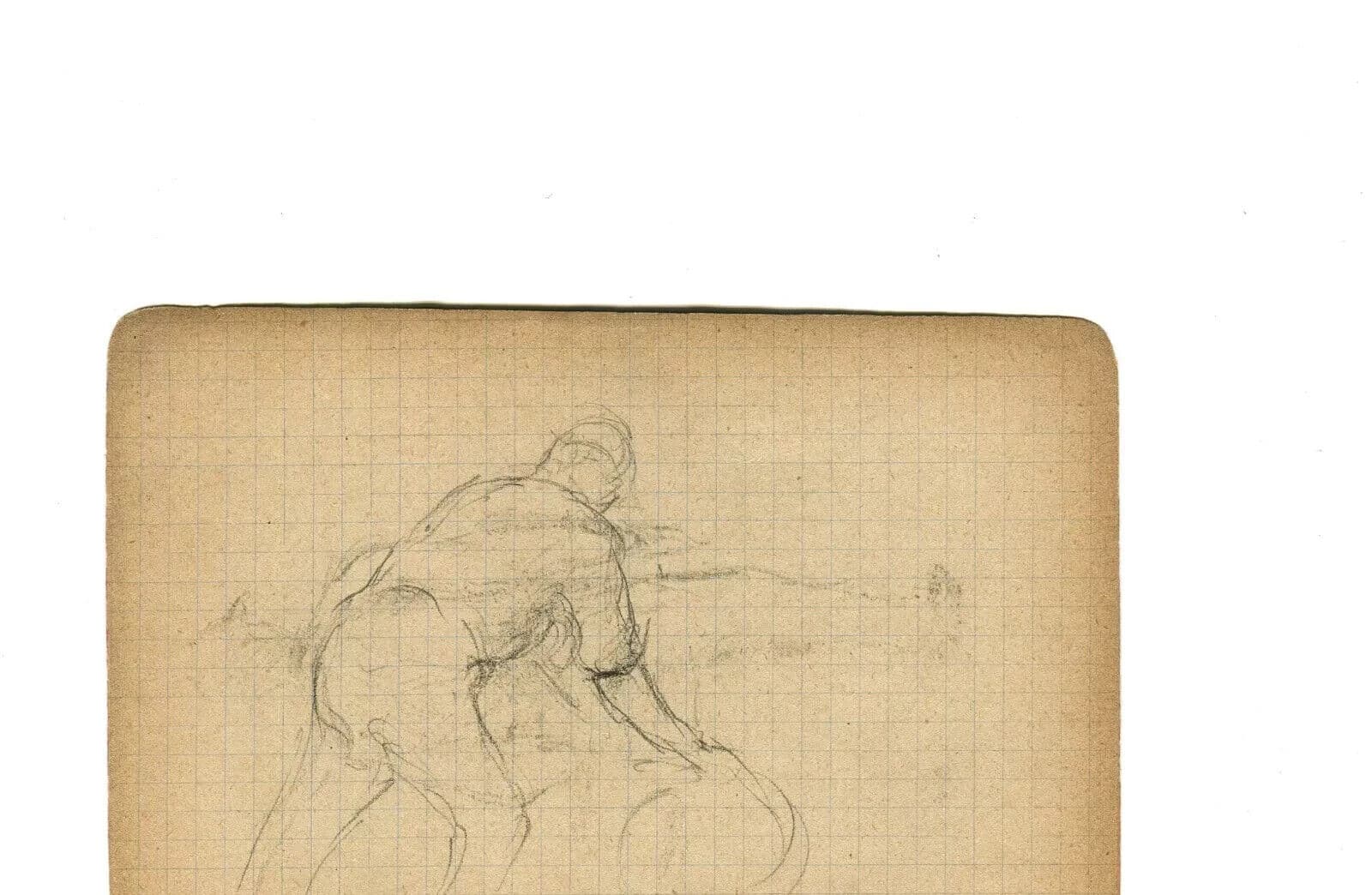 Vintage Pencil Drawing Original Man Figure, Farmer Sketch Artwork image 4