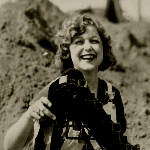 Vintage Photography Original Woman with Sand Digging Machine 1920 image 2