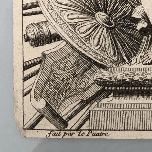 Antique Original Etching Jean Le Pautre (1618–1682) Angel, Trumpet, Ornament image 6