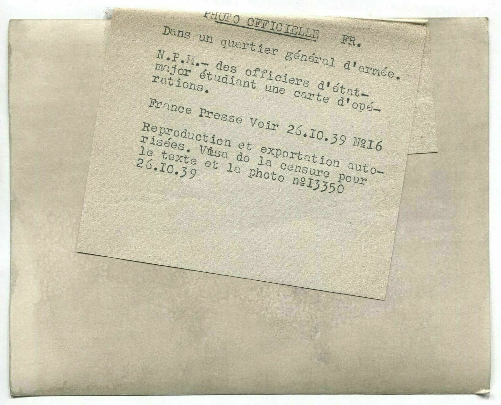 Photographs FRANCE PRESSE - Army Headquarters WWII 26.10.1939 image 3