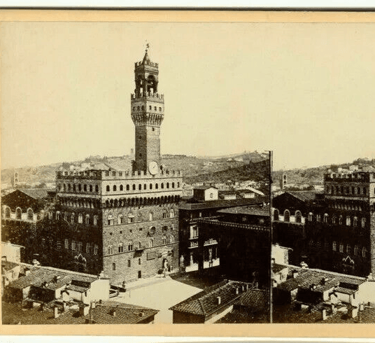 Vintage Italy Stereoview Giacomo BROGI Antique Art Florence Palazzo Italy c 1870 image 2
