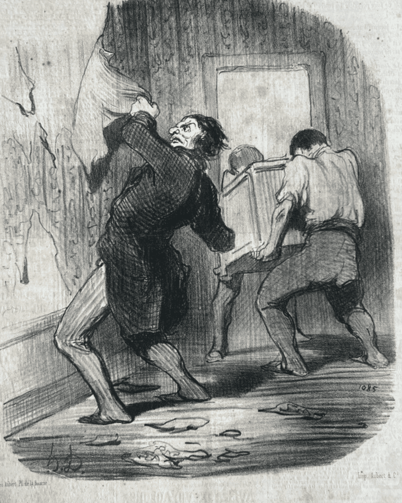 Antique Print 19th century Daumier, Locataires et Proprietaires, Donne Congé image 1