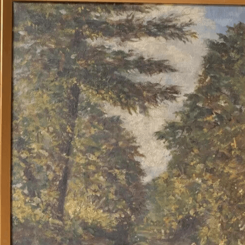 Antique Painting Original Landscape Forest and Children Playing signed image 7