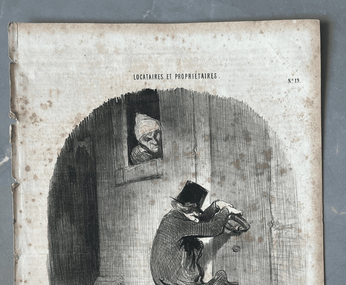 Antique Print 19th century Daumier, Locataires et Proprietaires, Passe Minuit image 3