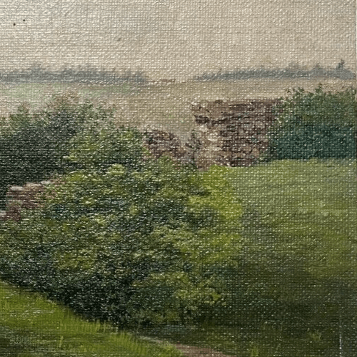 Antique Oil Vintage Original Painting Landscape Ruins image 3