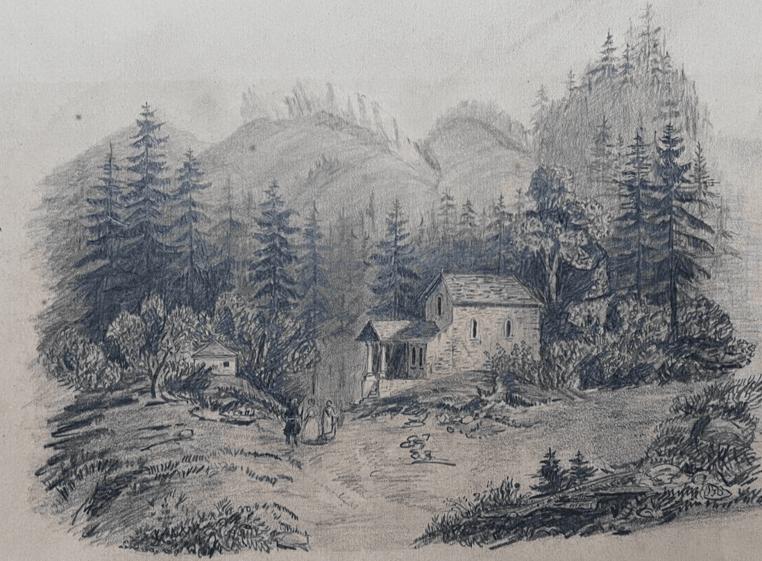 Antique Original 19th century Drawing Landscape Casalibus Grande Chartreuse image 1