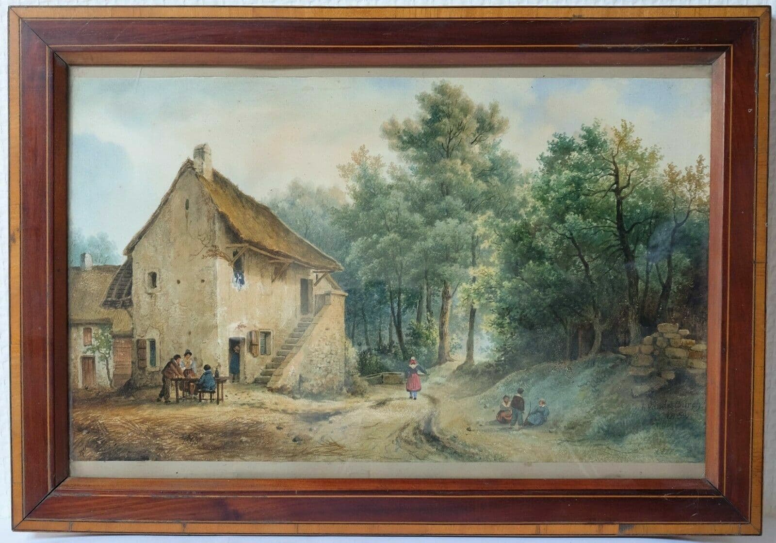 VAN DER BURCH Landscape, Character, Farm 1852 Drawing image 2