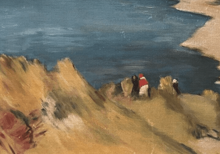 Antique Original Painting Seaside Hills Landscape Signed image 5
