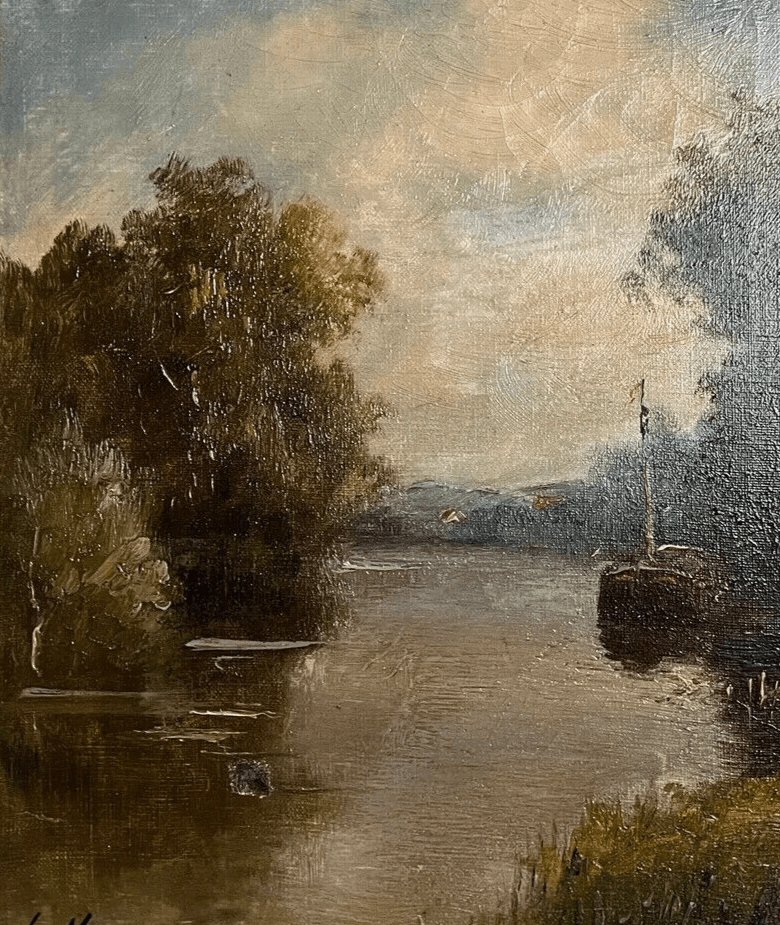 Antique Original Painting by LINSYER Th (XIX-XX) Marne Landscape next to Lagny image 2