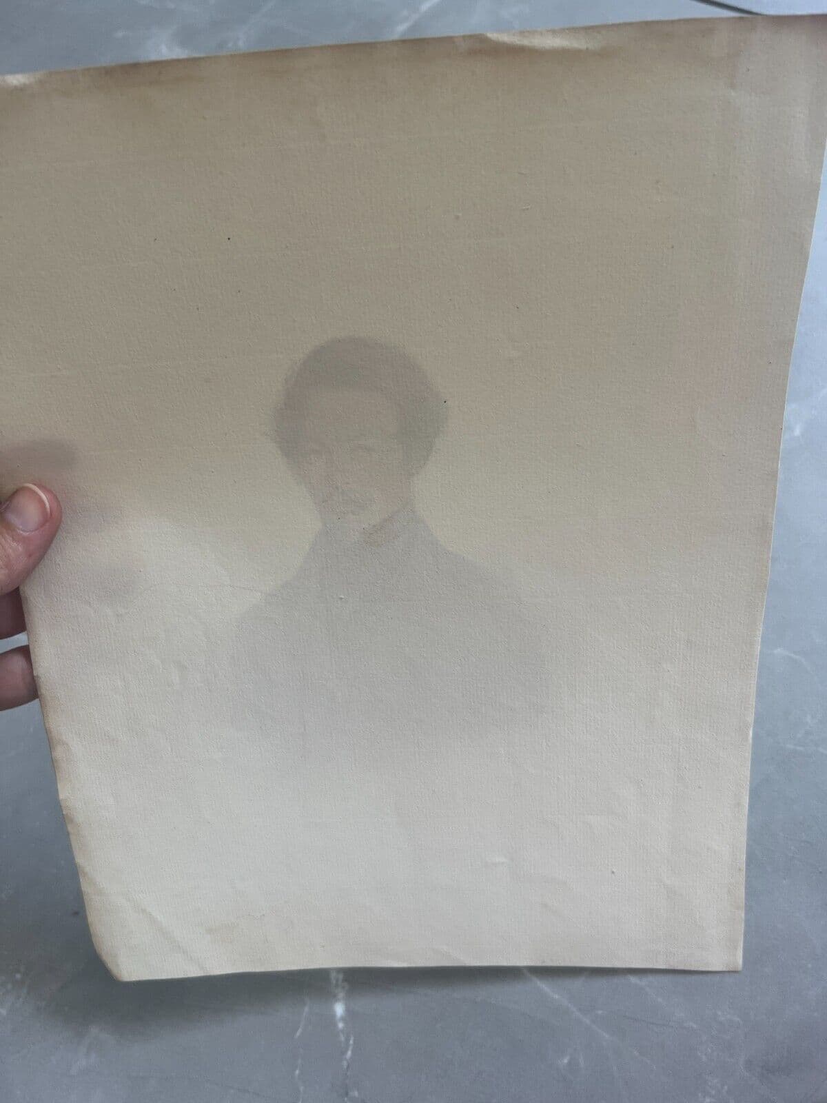 Antique Original Drawing 19th century Man Portrait, Beard image 4