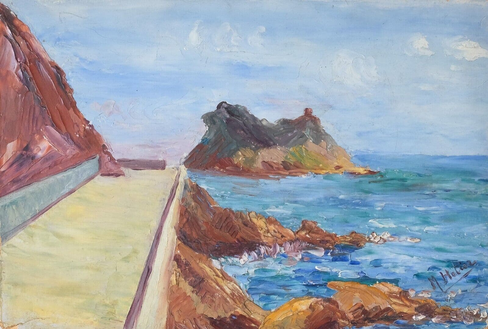 Painting Seaside Landscape, Rocks