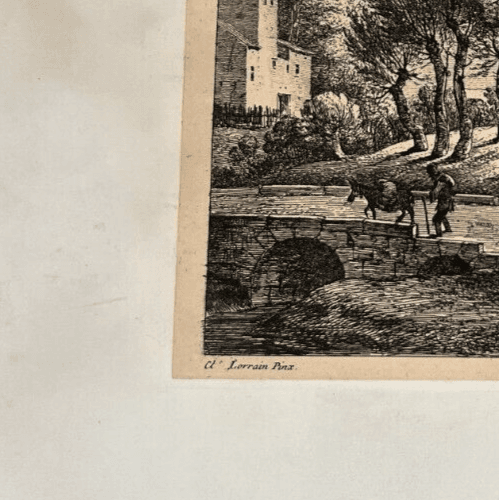 Antique Etching Original Claude LE LORRAIN (1600-1682) Landscape, Forest, People image 6
