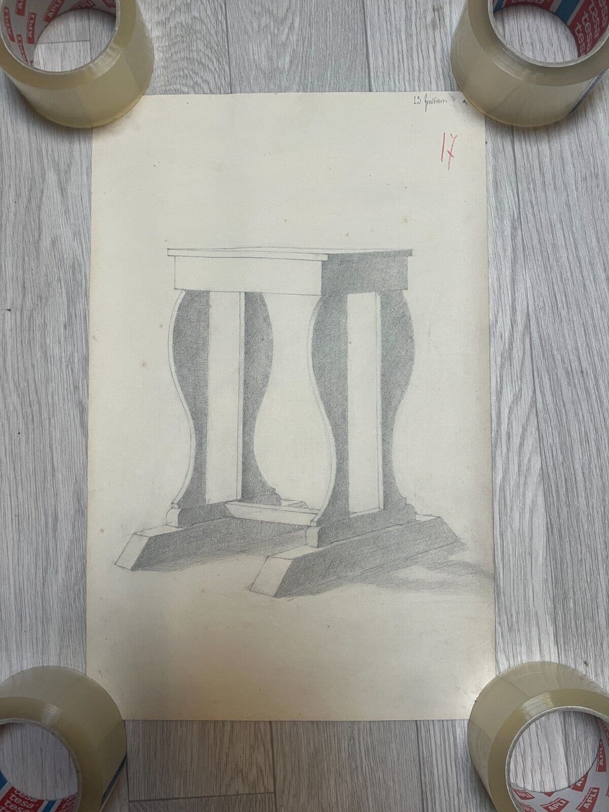 Antique Architecture Original Drawing Architecture, Desk, Sketch image 4