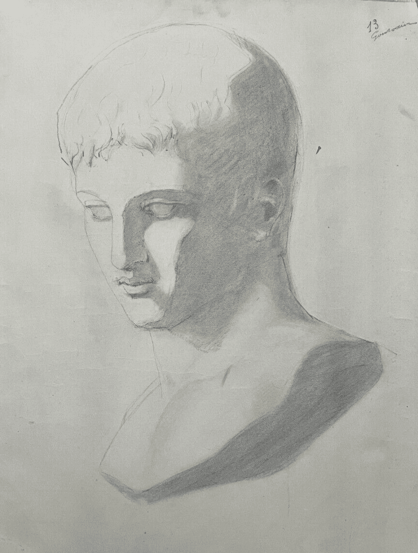 Antique Original Drawing Man, Portrait, Sculpture, Profil image 1