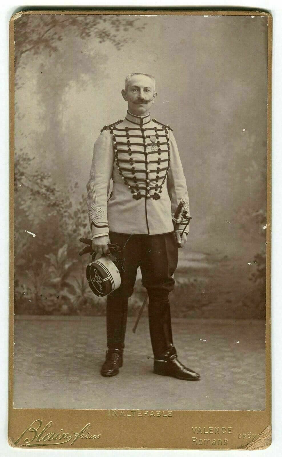 Cabinet Card Photograph BLAIN FRERES Marquis de la Vauzelle Dedicated c. 1895 image 2