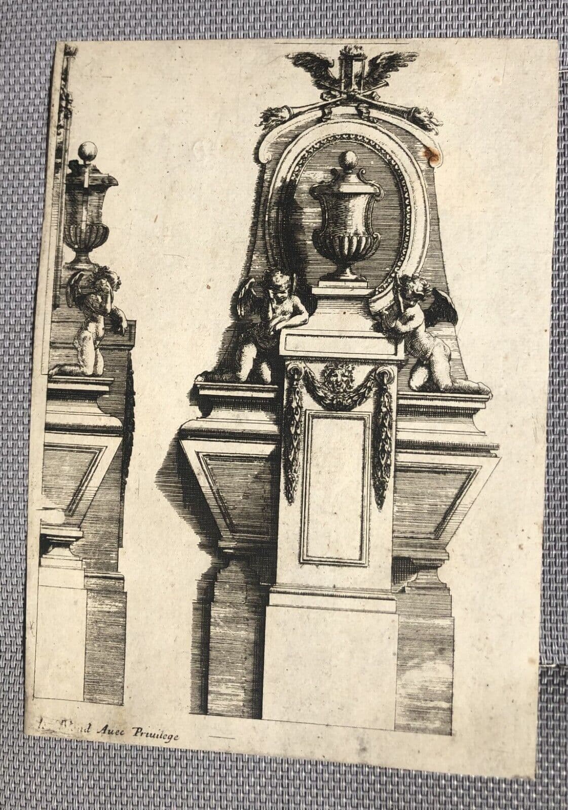 Vintage Etching Original Architecture Jean Baptiste LE BLOND (1679-1719) image 6