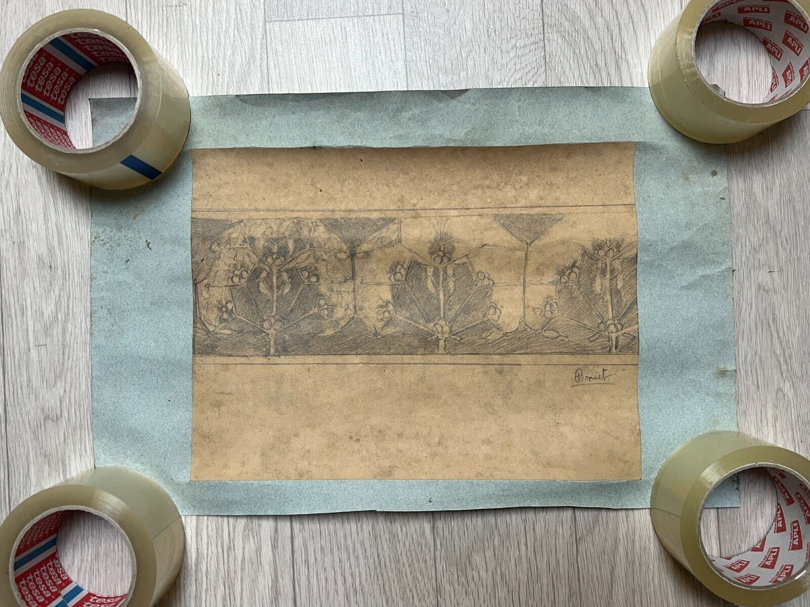 Antique Original Drawing Flowers, Floral, Still Life, Sketch image 5