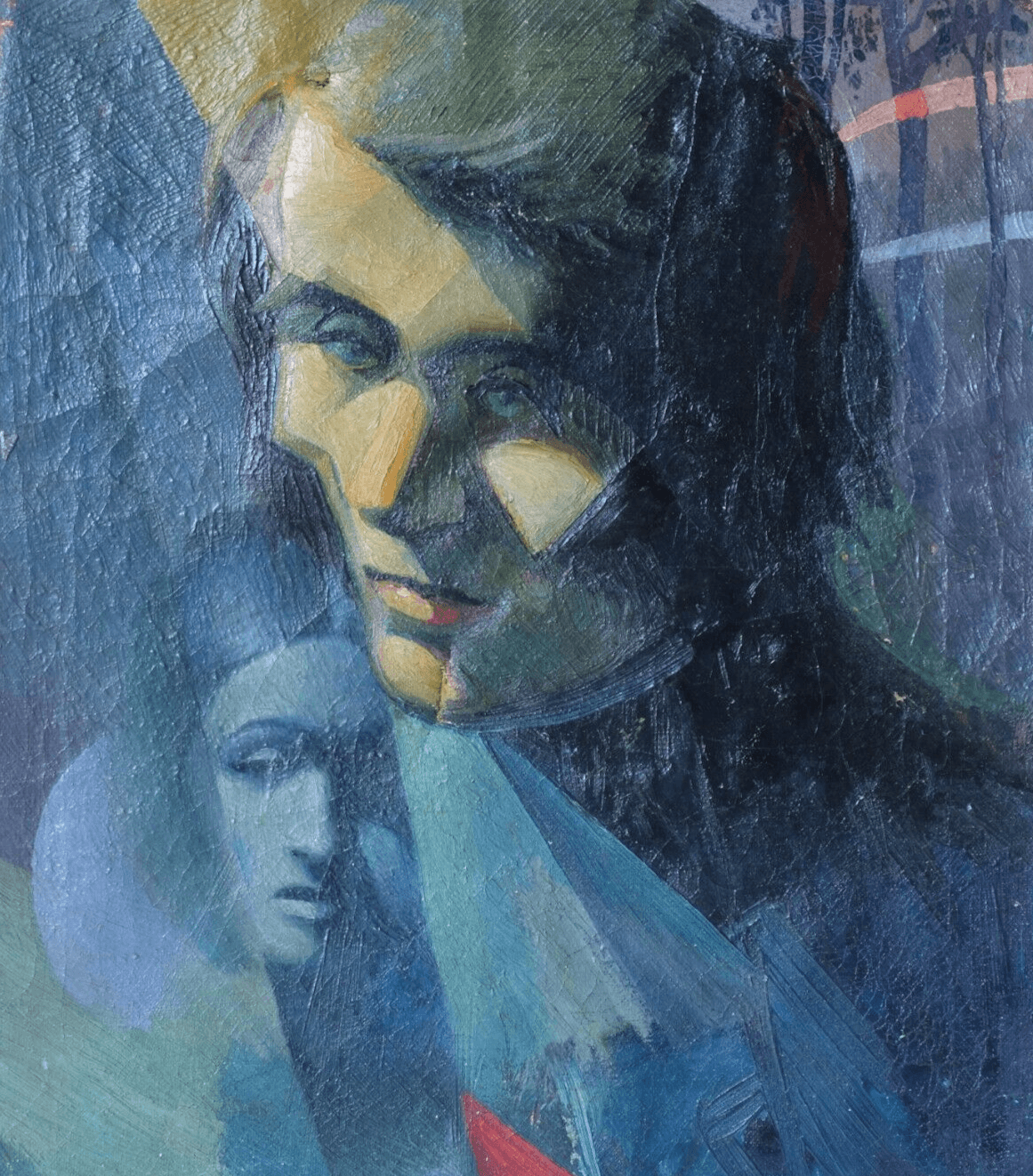 Antique Oil on canvas Painting Women Portrait Cubist Abstract signed