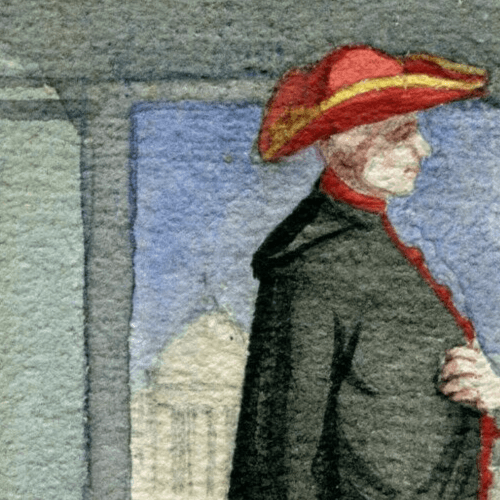 Antique Drawing Original Costume, Man, Italy, Religious, Church image 2