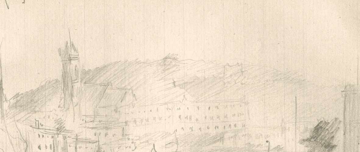 Vintage Pencil Original Drawing Landscape of Torquay, Docks, Boats image 4